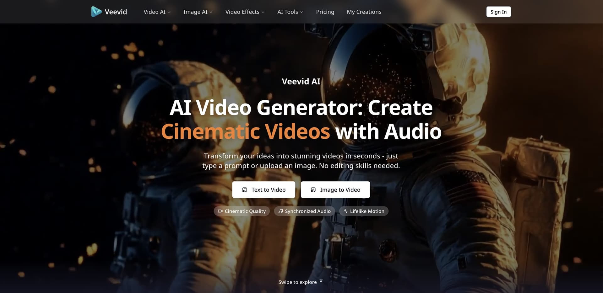 Cinematic AI Video Creation - Veevid AI - Product Image